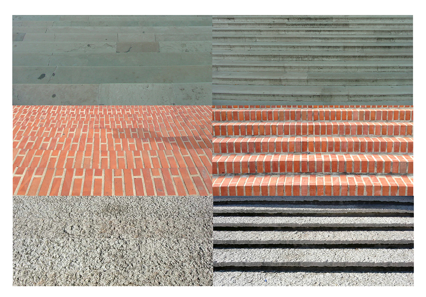 Ejemplo de escalera accesible con bandas de advertencia visual