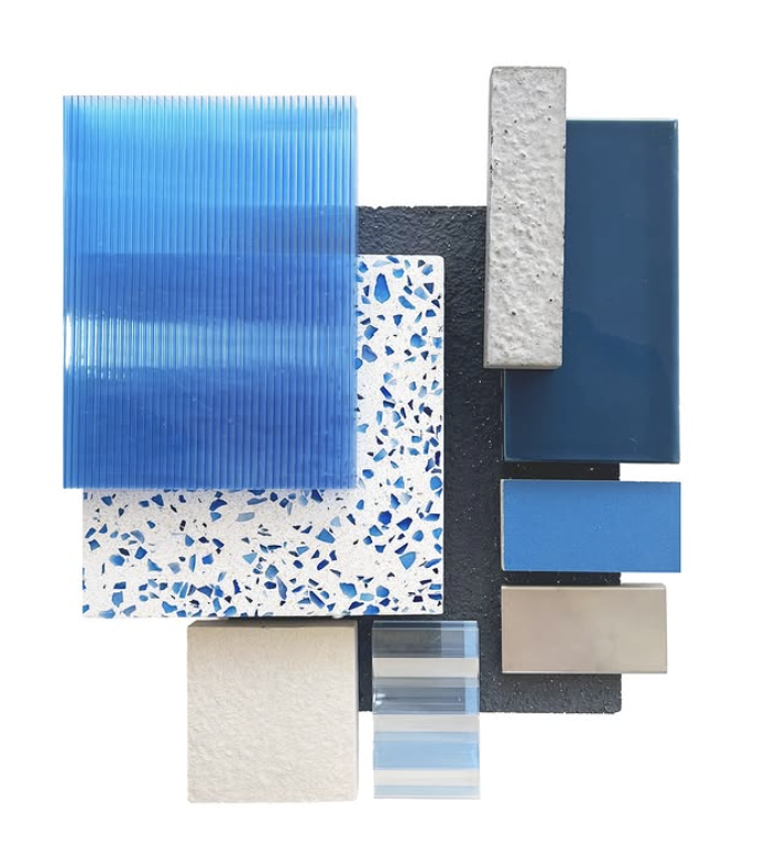 Moodboard de MATCOAM con la temática de diseño urbano y ciudad explorando texturas, materiales y gamas cromáticas que dialogan con el espacio público contemporáneo.