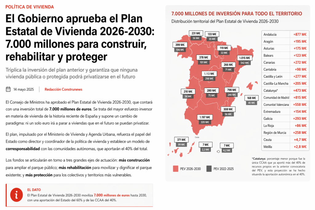 El Gobierno aprueba el Plan Estatal de Vivienda 2026-2030 con 7.000 ...