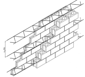 Muro capuchino de fabrica armada. Imagen gentileza Normabloc [http://www.normabloc.org/normabloc/]