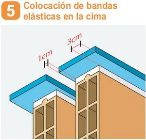 Colocación de bandas elásticas en la cima pared Silensis.JPG