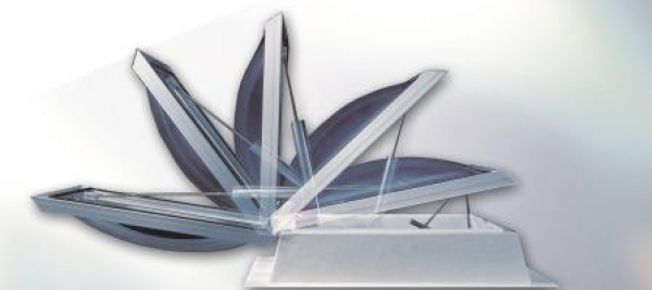 Exutorios o aireadores CI-SYSTEM F100 de cúpula translúcida con alta e