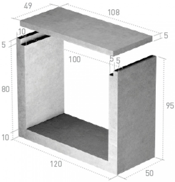 Canal servicios 120x50x95h