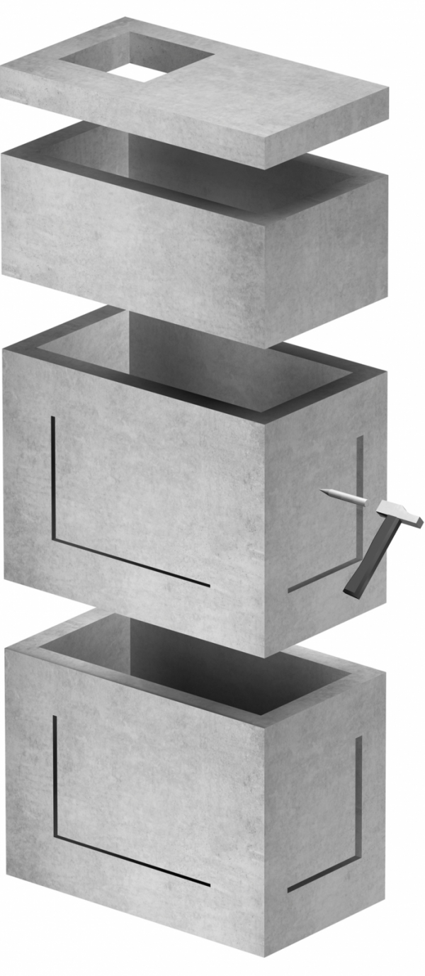 Esquema de colocación para arquetas rectangulares