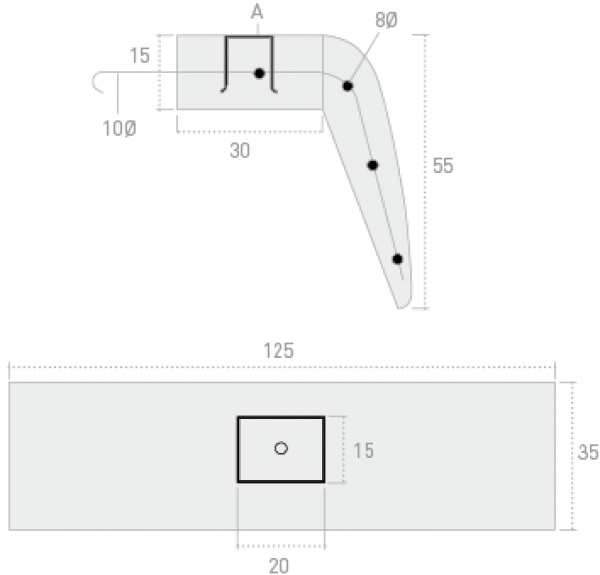 Imposta V-5 de 125x34x55 h