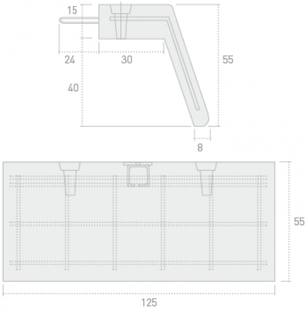 Imposta V-5 (con anclajes) de 125x34x55 h