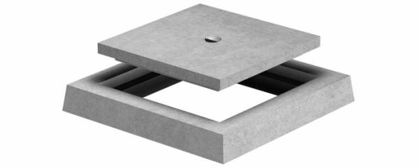 Tapa y marco de hormigón para arqueta