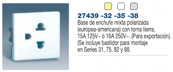 Bases de enchufe 16 A 250 V